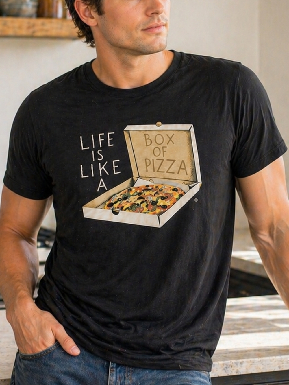 Life Is Like A Box of Pizza graphic tee